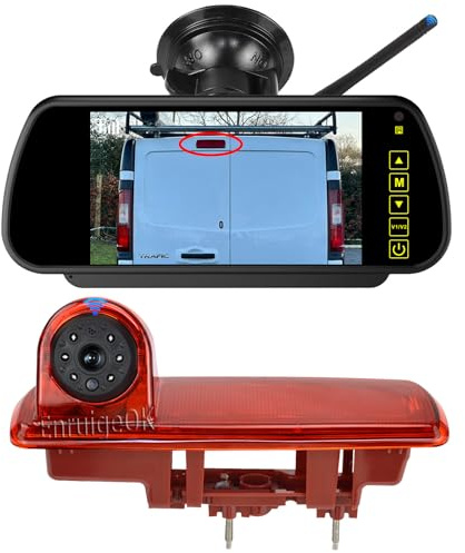 EnruigeOK Caméra de recul sans fil à niveau élevé pour Renault Trafic Van 2014-présent Full HD 1080P Installation facile avec écran de 17,8 cm (# Support à ventouse)