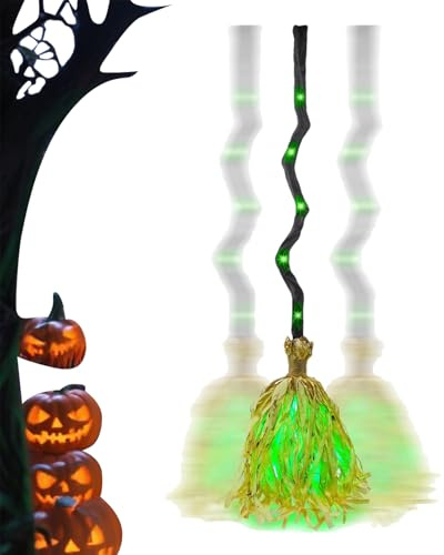 Scopa da a LED, decorazione per Halloween, decorazione per Halloween, decorazione per stanza, cortile, portico, interno, casa, esterno, casa, feste, patio