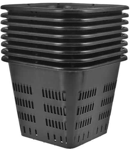 OSALADI Paniers Hydroponiques en Plastique Noir, 8 Pièces, Résistants à L’Usure, pour Plantes Aquatiques et Culture sur Balcon, Ventilation des Racines