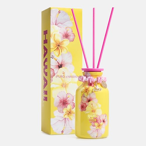 ipuro x Hawaii Raumduft 240ml - Tropischer Raumduft mit Wassermelone, Mango, Passionsfrucht & Hibiskus - inspiriert von paradiesischen Inseln Hawaiis - Lufterfrischer Wohnung, Diffuser mit Stäbchen