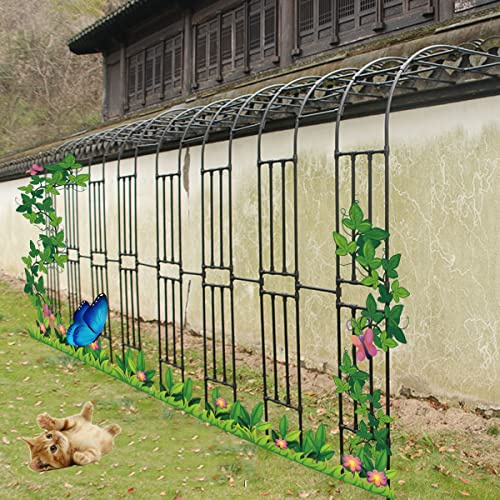 Halbseitiger Gartenbogen 240cm Hoch (Breite 60-240cm wählbar), Rankhilfe Halbbogen mit Erdspießen, Schnelle Montage, Metall Rosenbogen Stabil & Wetterfest, Schwarz Weiß, 1 Stück(B200 x H240cm)
