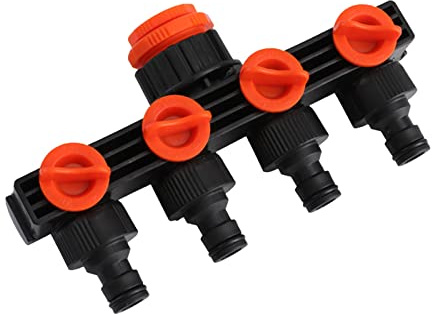 Tnfeeon 4-Gartenschlauch-Splitter, Verteiler, Wasserhahn-Anschluss für Sprinkler-Tropfbewässerungssysteme Im Freien, Bauernhof, 4-Gartenschlauch-Splitter, Auslaufsichere Wasserhahn-, Nan