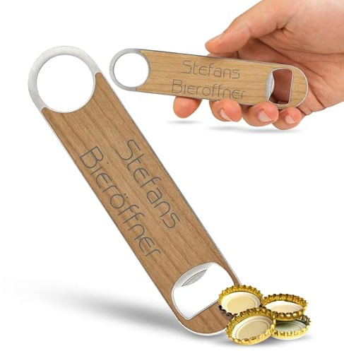 Abrebotellas de madera personalizado con grabado, abridor de cerveza de madera y acero inoxidable, abrebotellas con nombre, regalo perfecto para papá, marido, amigo y abuelo