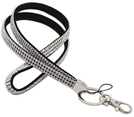Schmalz 10 STÜCK Schlüsselband | glitzernden Strass Steinen | 10mm breit | Bling Rhinestone | Lanyard (silber)
