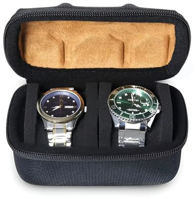 S&T Design 2er Uhrenetui Reiseetui für Uhren Wasserdicht Uhrenbox Aufbewahrungsbox Uhrenaufbewahrung Double Watch Case Hartschale Uhrentransport Antibewegung Kratzsicher