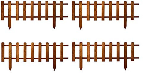 Trästängsel, vattentätt impregnerat staketplatta, trädgårdsstaket, dekorativt trädgårdsstaket, galler (4 stycken – 60 x 30 cm, brun)