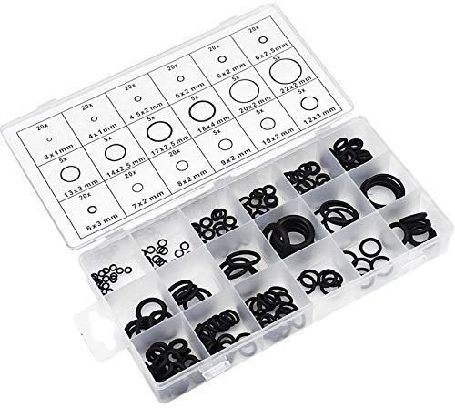 225 Stück O Ring Dichtungsringe, Dichtringe Sortiment 3-22mm, Gummi Dichtungen Ringe, O-Ring Siphon Dichtung Set, Nitril Dicht Ringe für Reparatur Sanitär Hydraulik, 18 Größe