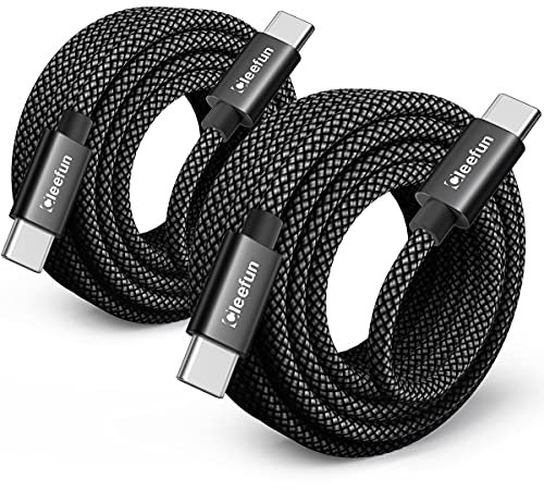 CLEEFUN Cavo Lungo USB C a USB C [3 M, 2Pezzi], Tipo C QC 3.0 PD 60W Ricarica Rapida Type C per iPhone 16/15, Macbook Air/Pad Pro/Air, Galaxy S25/S24/S23/S21/A25, Pixel, Switch