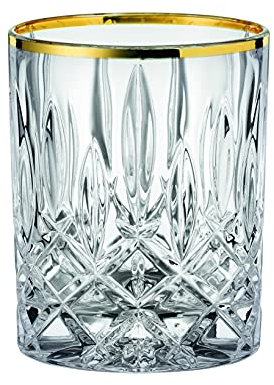 Nachtmann Juego de 2 vasos de whisky con borde dorado, 295 ml, Noblesse 104025, vasos de cristal