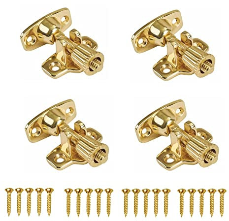 TERF® Heavy Duty Polished Brass Sash Window Lock Fastener With Fixing Screws For Wood Aluminium UPVC Vinyl Frames - Pack of 4