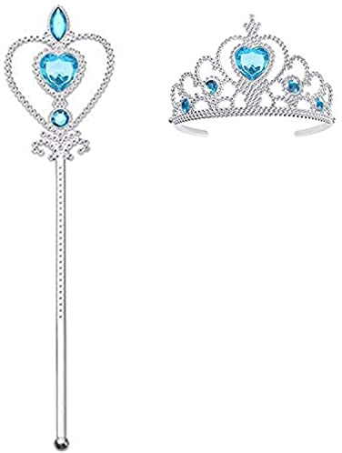 ZHjuju Tiara Crown und Fairy Wand, 2PCS Princess Dress-up Party Zubehör mit Zauberstab und Tiara Crown für Rollenspiele auf einer Halloween-Party eines Mädchens. (Blau)