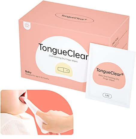 Tongueclear Toddler & Baby Dry Wipes, Premium 0-36 Months Tooth and Gum Wipes, Upgrade Tongue Cleaner for Infant & Newborn, 60 Count