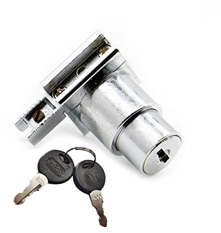 Glass Sliding Door Lock, Display Cabinet Door Lock Glass Cabinet Safety Lock Suitable for 5-8mm Glass Door, Separate Key Without Drilling, Zinc Alloy