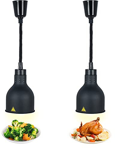 VFDZ Lampada Riscaldante per Alimenti Regolabile 60-180 cm(Nero-19cm) | Lampade Scaldavivande Cucina 19/25 cm Diametro, Lampade Riscaldanti Cucina a Buffet per Ristoranti, Cucine, Hotel