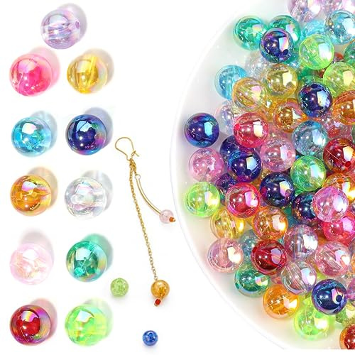 ChAusa 800 Stück, bunte runde Perlen, 8 mm Acrylperlen, runde Acrylperlen | Bunte Ferse, mit Löchern für Armbänder und Halsketten, DIY-Schmuck