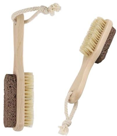 minkissy 2stücke Doppelseitiger Fußschaber Mit Borsten Effektiver Hornhautentferner Und Pediküre-zubehör Naturmaterialien Für Füße