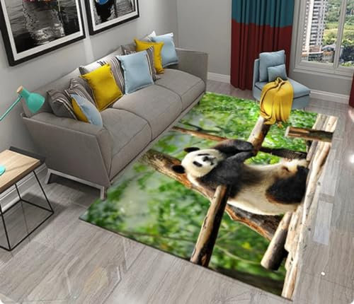 KIESEY Panda Print Bambus Teppich Wohnzimmer Schlafzimmer Türmatte Küche Eingang Dekoration rutschfeste Fußmatte 80x150cm