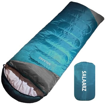 SALAARZ Sleeping Bag for Adults 3-4 Season Waterproof Lightweight Sleeping Bag for Men, Women, Camping, Outdoors with Bag (Teal - Grey)