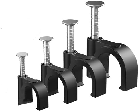 400 clips de cable, clips de cable negros de 4 mm, 6 mm, 8 mm, 10 mm, utilizados para cable Ethernet, línea telefónica, cable de TV (negro-4/6/8/10 mm)