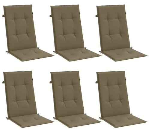 vidaXL Hochlehner-Auflagen 6 STK. Melange Taupe 120x50x4 cm Stoff