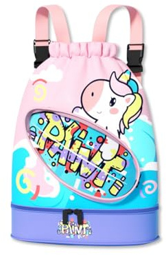 OLYSPM Mochila Piscina Niño,Mochila Natacion,Mochila Playa con Separación Húmeda y Seca,Mochila Antiarena Impermeable para Deportes,Playa,Viaje para Niños y Niñas