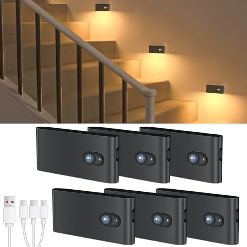 WILLED Luce Notturna Bambini Ricaricabile, 6 Pezzi Luce con Sensore di Movimento da Interno, Luz Notturna a Magnete Incorporato per Armadietto, Scale, Cucina, Corridoi, Camera e Bagno