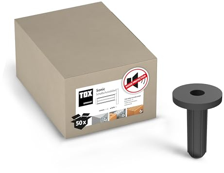TOX Schallschutzdübel 14x56 mit Kragen - schallabsorbierende Dübel, schwarz - 50 Stück