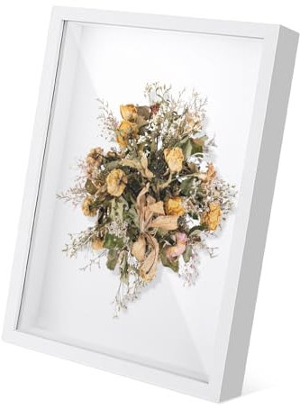 VMUTGA 3D Bilderrahmen zum Befüllen, 20 x 29cm Objektrahmen Tiefer 3cm Weiß Bilderrahmen Holzrahmen Quadratisch Rahmen Vitrine Rahmen für Fotos Trockenblumen Hochzeitsstrauß DIY Kunstwerke Deko
