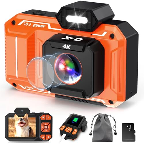 Appareil Photo numérique 4K amélioré, HD 48MP 18X Zoom Anti-tremblement Auto Focus Kid Camera avec Carte 32G, Appareil Photo Compact et Portable pour Enfants, Adolescents, débutants