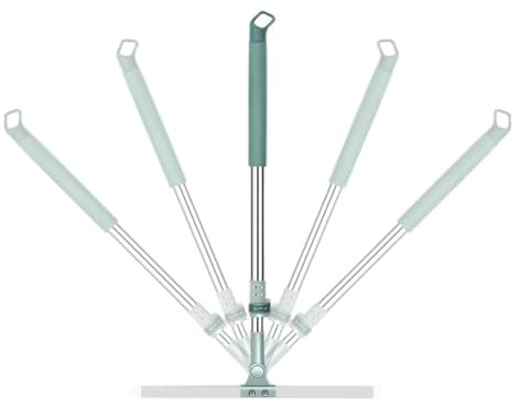 Scopa in silicone – Spazzola multifunzione portatile | Strumento di spazzatura per capelli con manico retrattile, scopa in silicone per soggiorno, cucina, bagno (13,77 pollici)