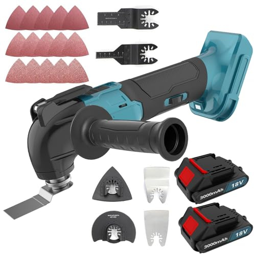Cordless Brushless Oscillating Multi Tool 18V with 2pcs 3000mAh Batteries and Charger 22 PCS Accessory Kit Sanding/Cutting Blades
