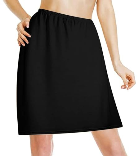 KUMSODE Jupon sous Robe Femme, Jupe Lingerie sous-vêtement Invisible Demi-Jupe Court Elastique Petticoat, L（Noire）