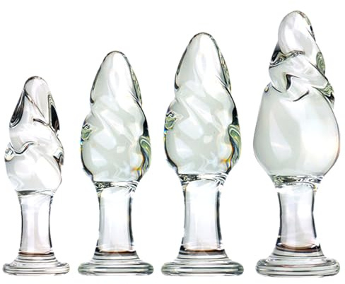 WTGWDA Boule anale en verre spirale BDSM, 4 tailles, Plug Anal en verre, perles anales en cristal, dilatateur d'anus, point G, Massage vaginal, for femmes et hommes, jouets sexuels(C)