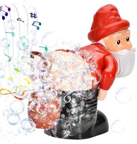 Machine à Bulles Père Noël Rigolote, Machine Électrique Lumineuse avec Musique, Machine Automatique à Bulles pour Enfants, Jouet de Noël Festif pour Garçons et Filles (A)