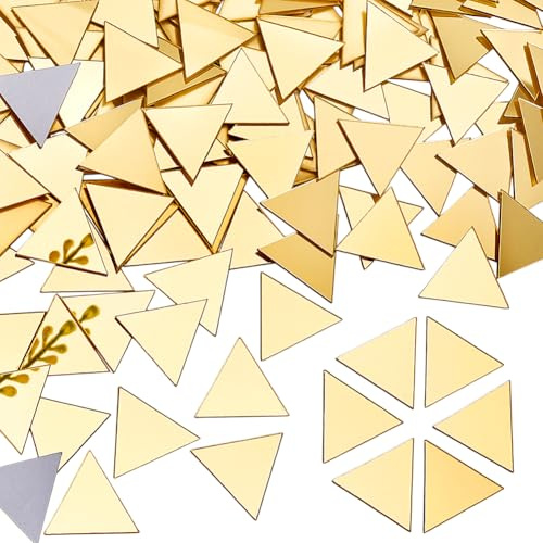 PH PandHall 200pz Specchi Triangolari per Artigianato Piastrelle A Specchio Autoadesive, 25mm Specchio Acrilico Dorato per Progetti Artigianali e Fai Da Te Incorniciatura Decorazioni