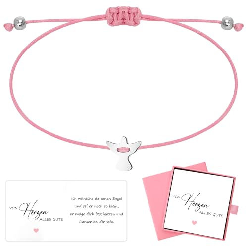 HOWAB Schutzengel Armband Silber - 3 Stück Set, Kommunions- und Konfirmationsgeschenke für Mädchen, Glücksarmband