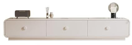 AFGFGHES Meuble TV Meuble TV d'angle Arrondi Blanc, Salon Moderne, Maison, Petit Appartement, Meuble TV Consoles TV pour Salon(200x30x30cm)