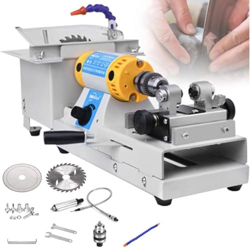 FJYAWEN Pulidora De Gemas De 750 W, Pulidora De Joyas De Roca, Torno De Banco, 800-10 000 R/Min, Pulidora De Piedras Preciosas, para Amolar, Pulir Y Taladrar.