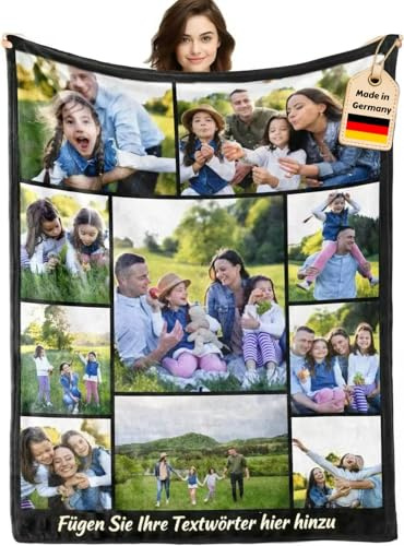 Bemaystar Personalisierte Decke mit Foto – Flauschige Kuscheldecke mit eigenem Foto – Kreative Geschenkidee für Muttertag, Vatertag, Jubiläum oder Geburtstag