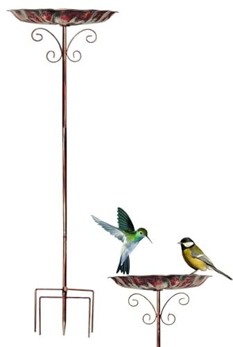 Vogelbad Für Den Außenbereich,Rasen-Vogelfutterstelle | Höhenverstellbares Metall-Vogelbad Retro-Deko Für Terrasse, Garten, Hinterhof, Balkon & Außenbereich