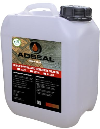 AdSeal Block Paving and Concrete Sealer, Water-Based sealer suitable for Block Paving, Imprinted Pressed Or Stamped, Flags or any Concrete Surface - Gloss Finish (White, 5 Litre)