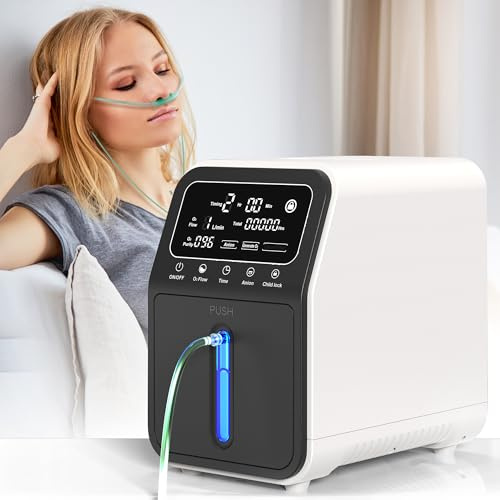 Sauerstoffgerät für Zuhause Tragbarer, Sauerstoffgerät mit Sauerstoff, Remote Sauerstoffkonzentrator, 35% -90% Reinheit 1-9L/min Durchfluss, Geeignet für Zuhause, Reisen und Büro