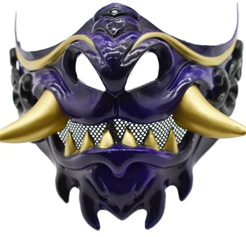 sodeber Demi-visage de diable samouraïs pour Halloween, carnaval, bal masqué japonais pour cosplay