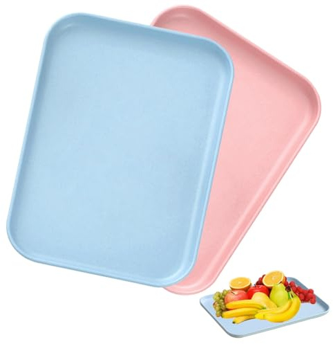 2 Pieces Serving Tray,Anti-Slip Edge Fast Food Trays,Rectangular Plastic Tray for Food Serving,30.3 x 22cm Cafeteria Trays,Reusable Plastic Serving Boards for Home Kitchen,Cafes and Restaurant Use