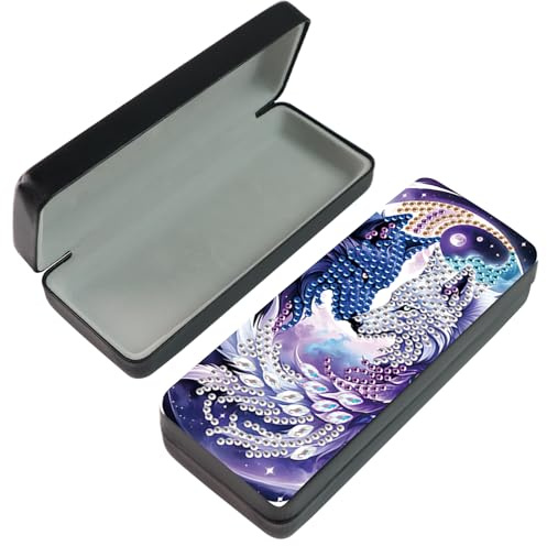 JICFDAO 5D hårt skal glasögonfodral 6,5 x 16 cm diamant målning solglasögonfodral kristall konst reptålig glasögonbehållare diamant målning glasögonlåda gör-det-själv ögonlåda för de flesta glasögon