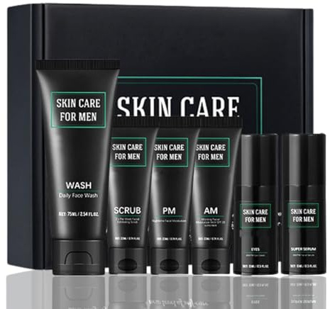 Geschenkset Männer - Geschenke für Männer Geburtstag - Skincare Set for Men - Pflegeset Herren Weihnachtsgeschenke - Gesichtspflege Grooming Kit Men mit Gesichtsreiniger, Serum, Augencreme