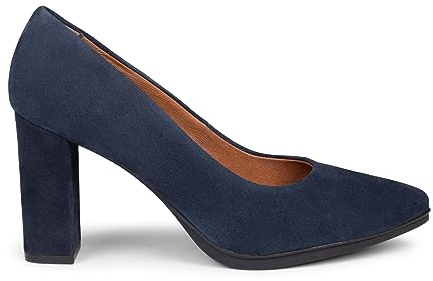 miMaO Zapatos cómodos Mujer tacón Alto Piel Ante, en Azul Marino, EU 38