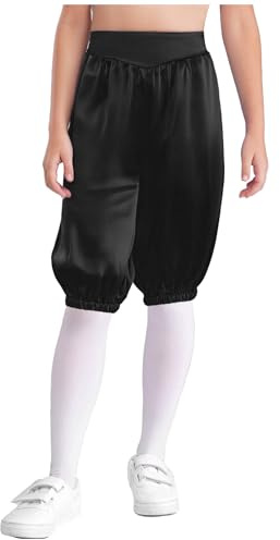 iiniim Pantaloni Medievali Rinascimentali Per Bambini Pantaloni Alla Zuava Corti In Raso Con Vita Elastica Costume Da Cavaliere Vichingo Anni Nero 11-12 anni