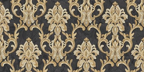 Sanders & Sanders papier peint baroque noir et or 106 cm x 10 m