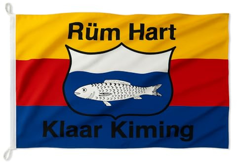 Rüm Hart Klaar Kiming Bandiera – Motto della vita frisone, segno visibile, ultra bandiera, 500 x 300 cm